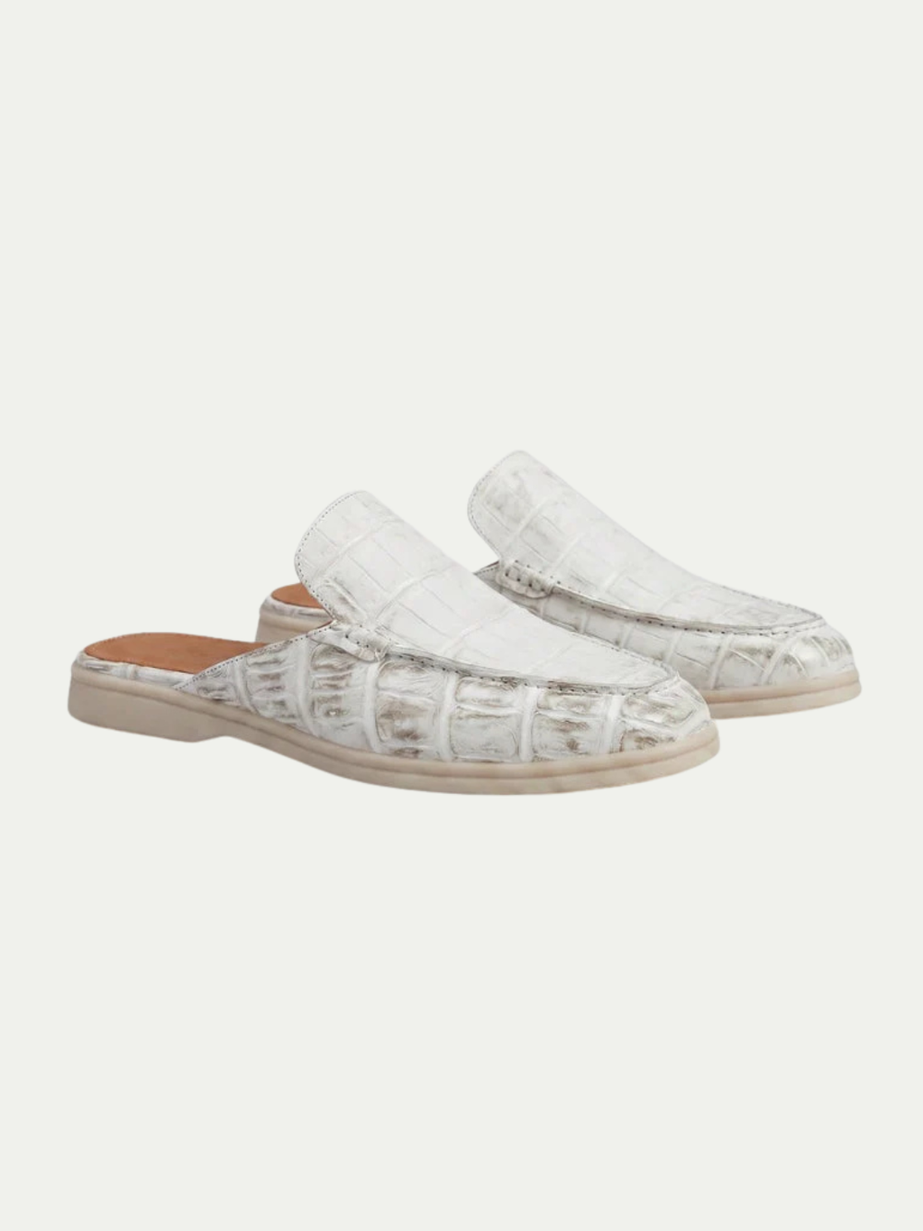 The Croco White Yacht Mule