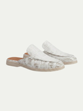 The Croco White Yacht Mule