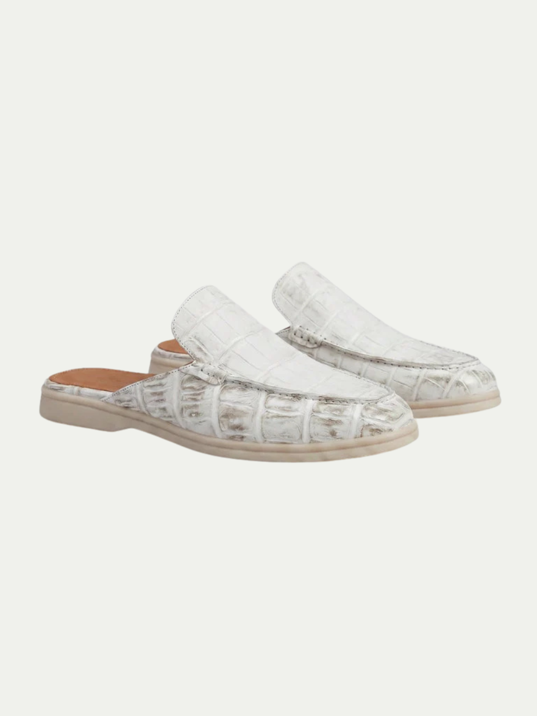 The Croco White Yacht Mule