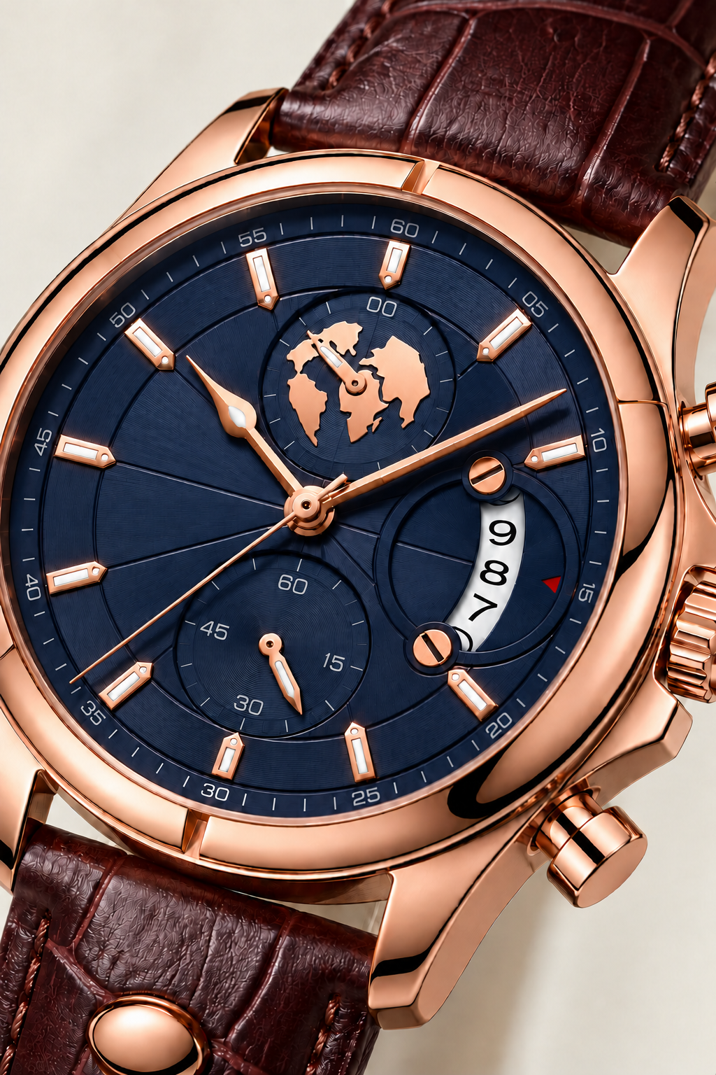 The Portofino Explorer Brown/Navy/RoseGold Watch
