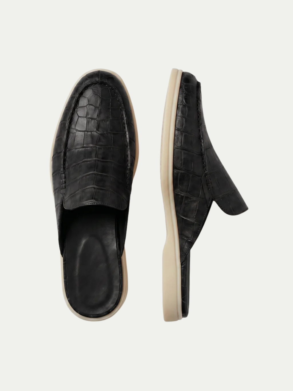 The Croco Black Yacht Mule