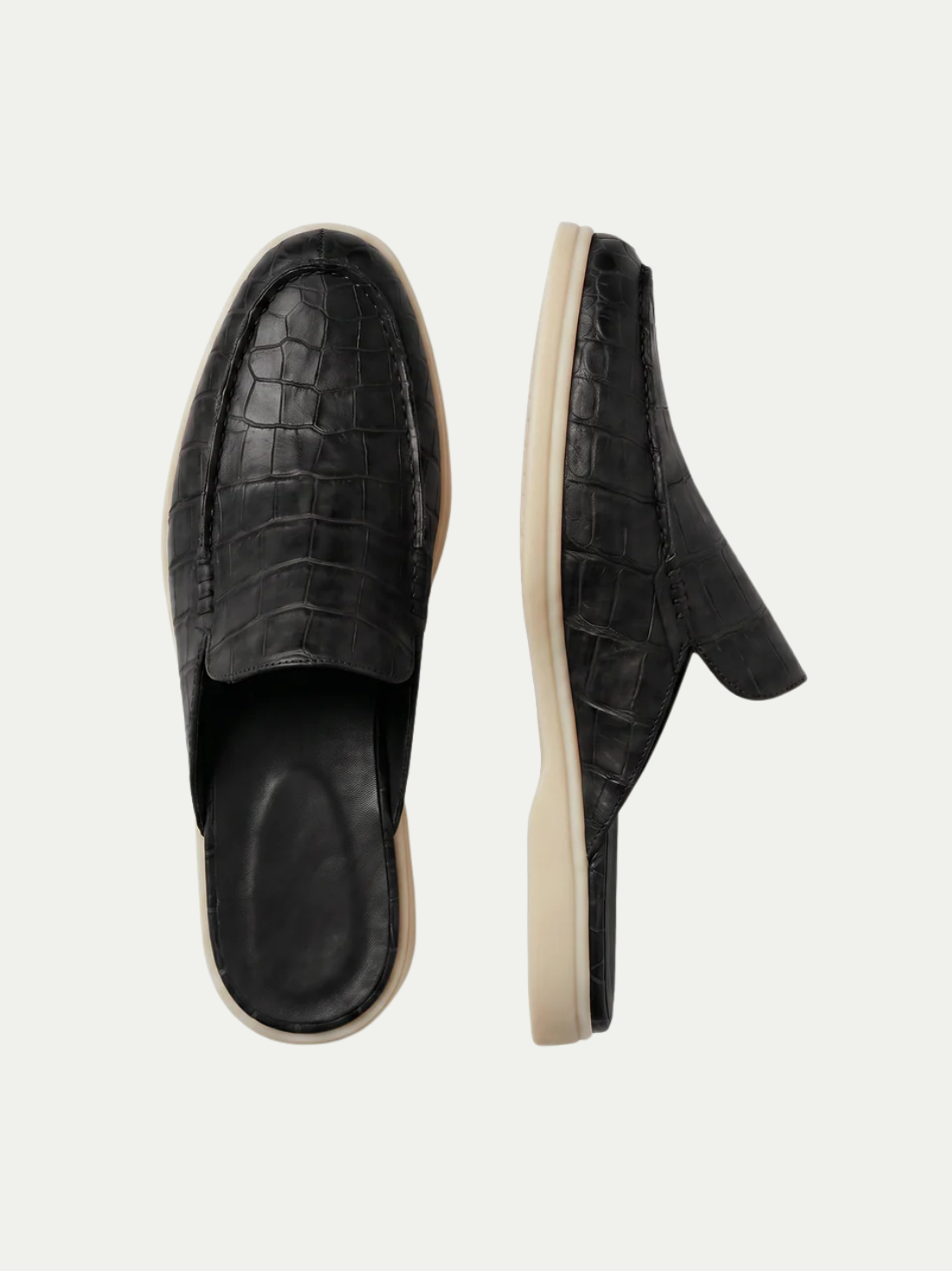 The Croco Black Yacht Mule