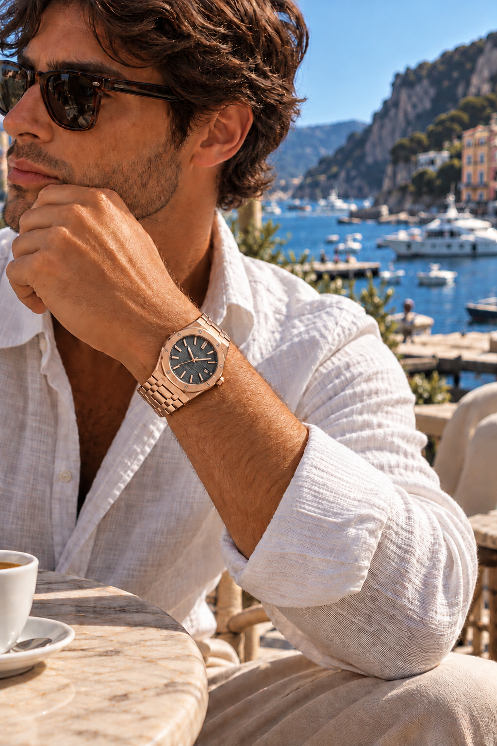 The Monaco Rose Gold/Grey Watch