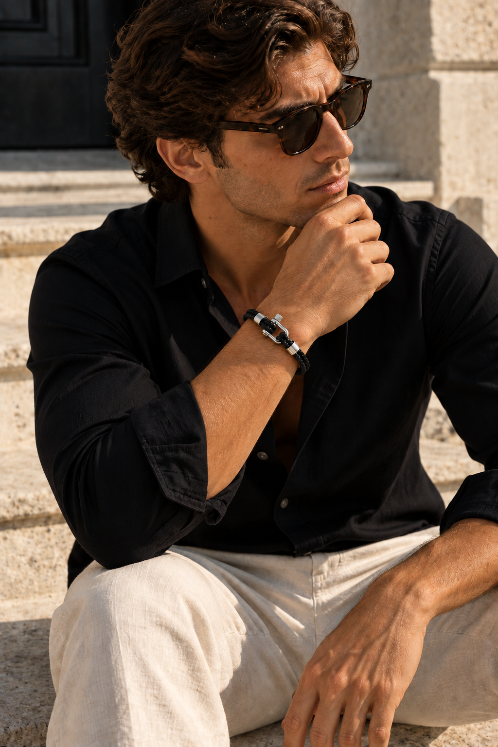 Das Anchor-Armband in Schwarz/Silber