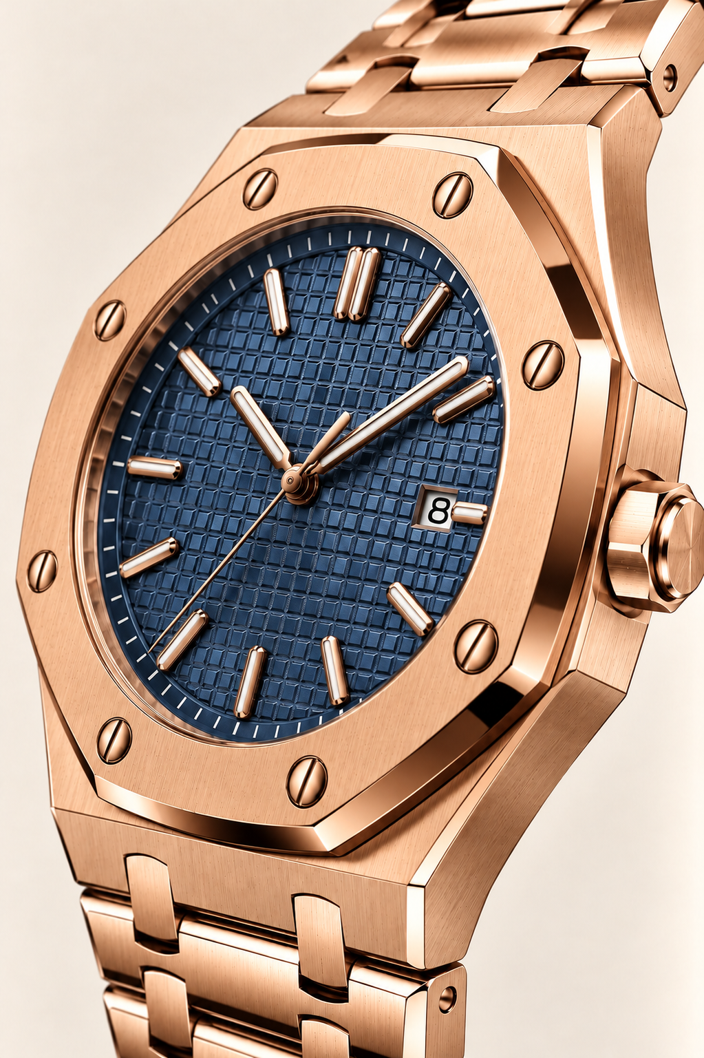 The Monaco Rose Gold/Navy Watch