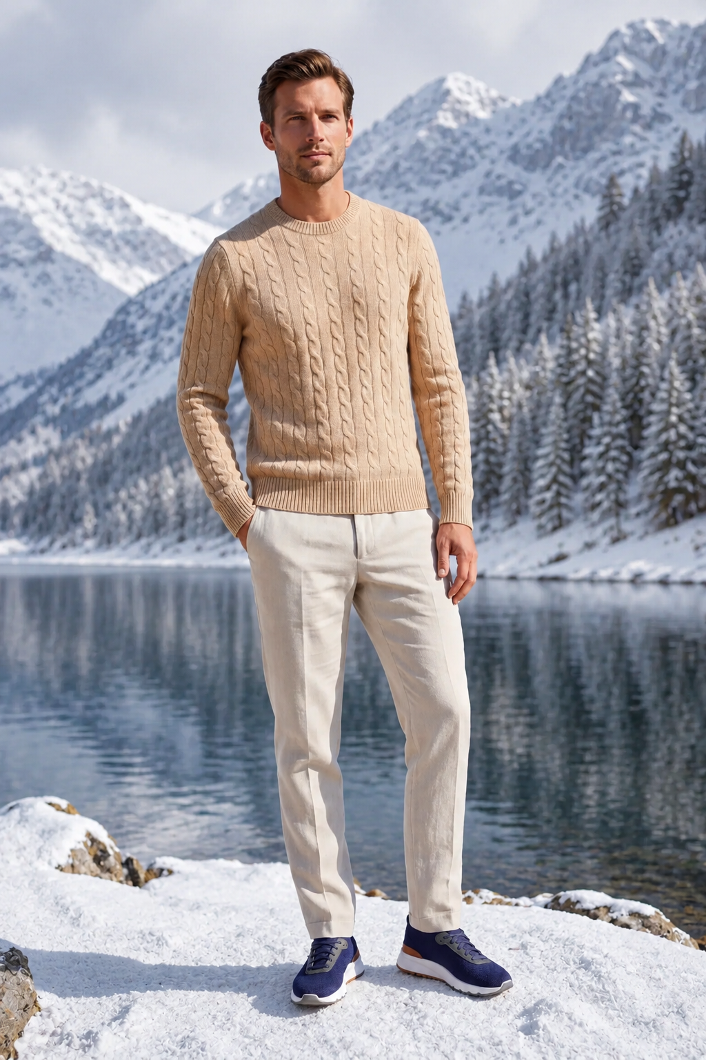 The Cortina Beige Cashmere Knit