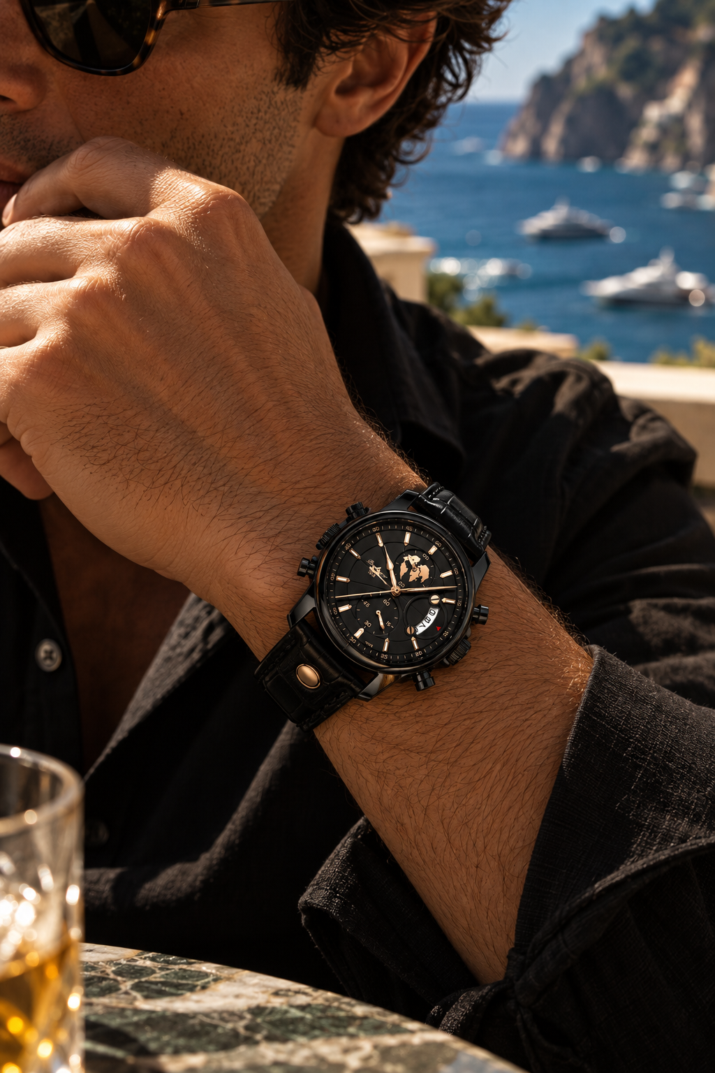 Die Portofino Explorer Uhr Schwarz/Roségold