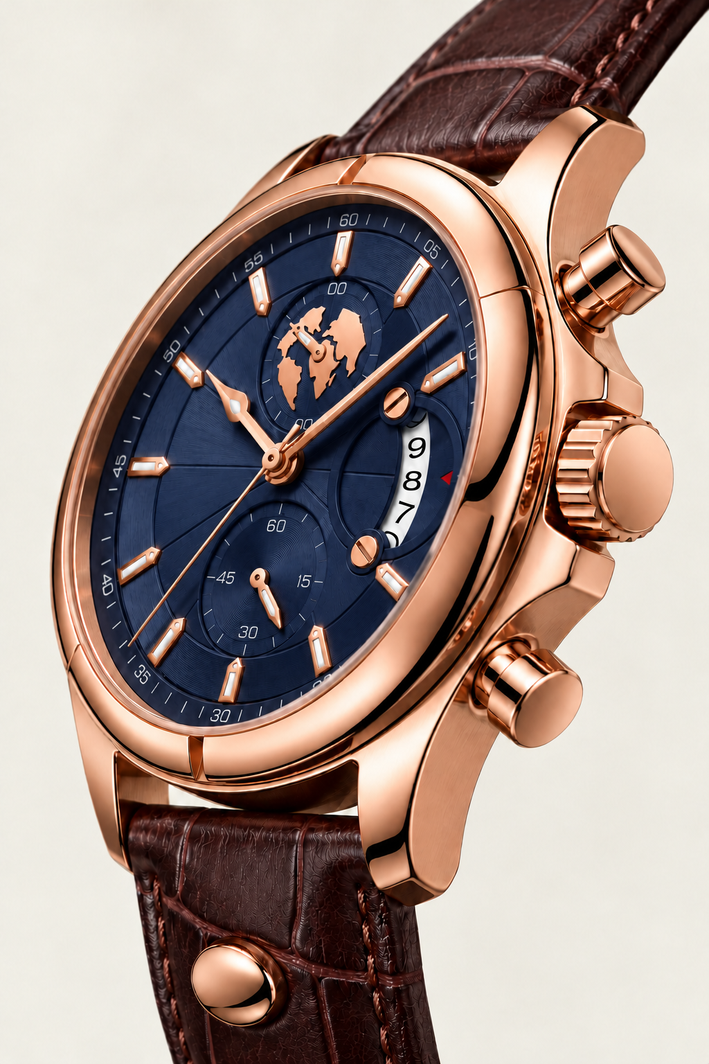 The Portofino Explorer Brown/Navy/RoseGold Watch