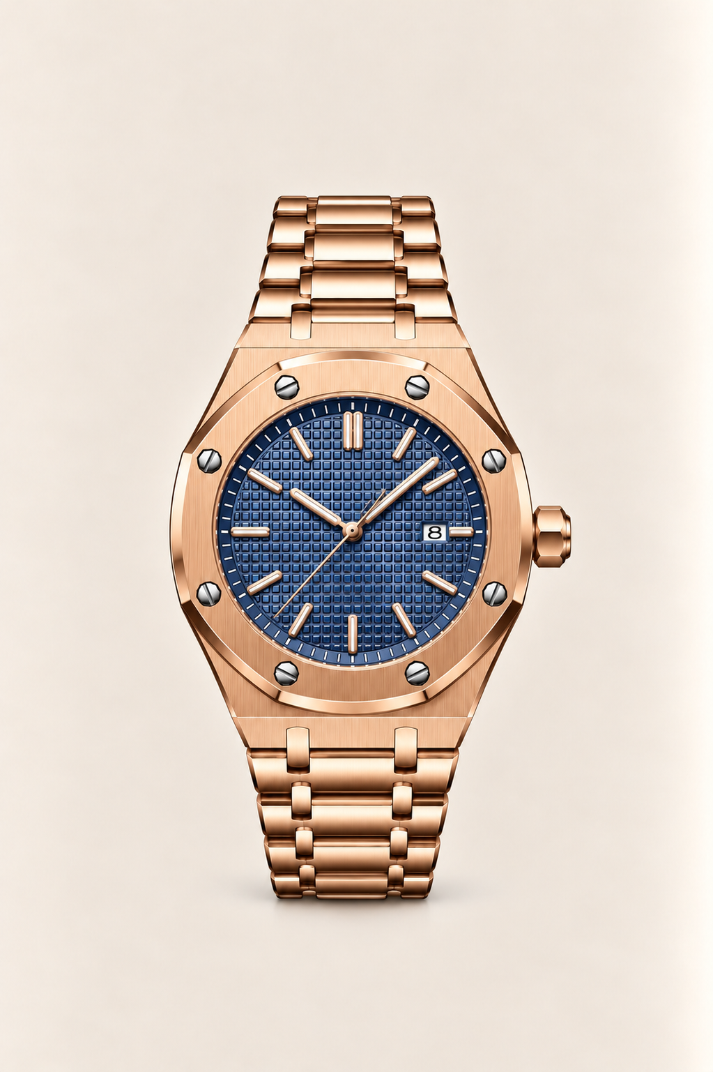 The Monaco Rose Gold/Navy Watch