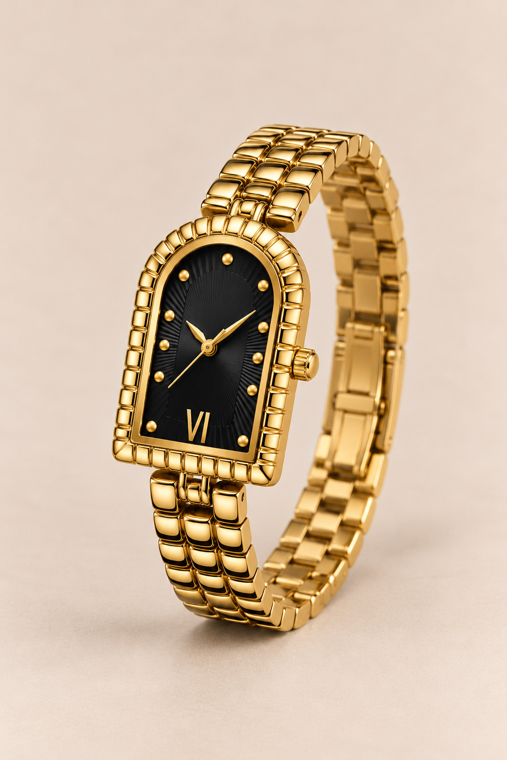 Die Amalfi-Uhr in Gold/Schwarz, Full Gold