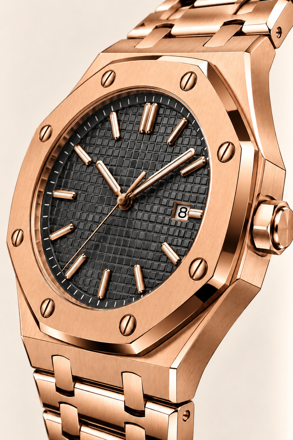The Monaco Rose Gold/Grey Watch