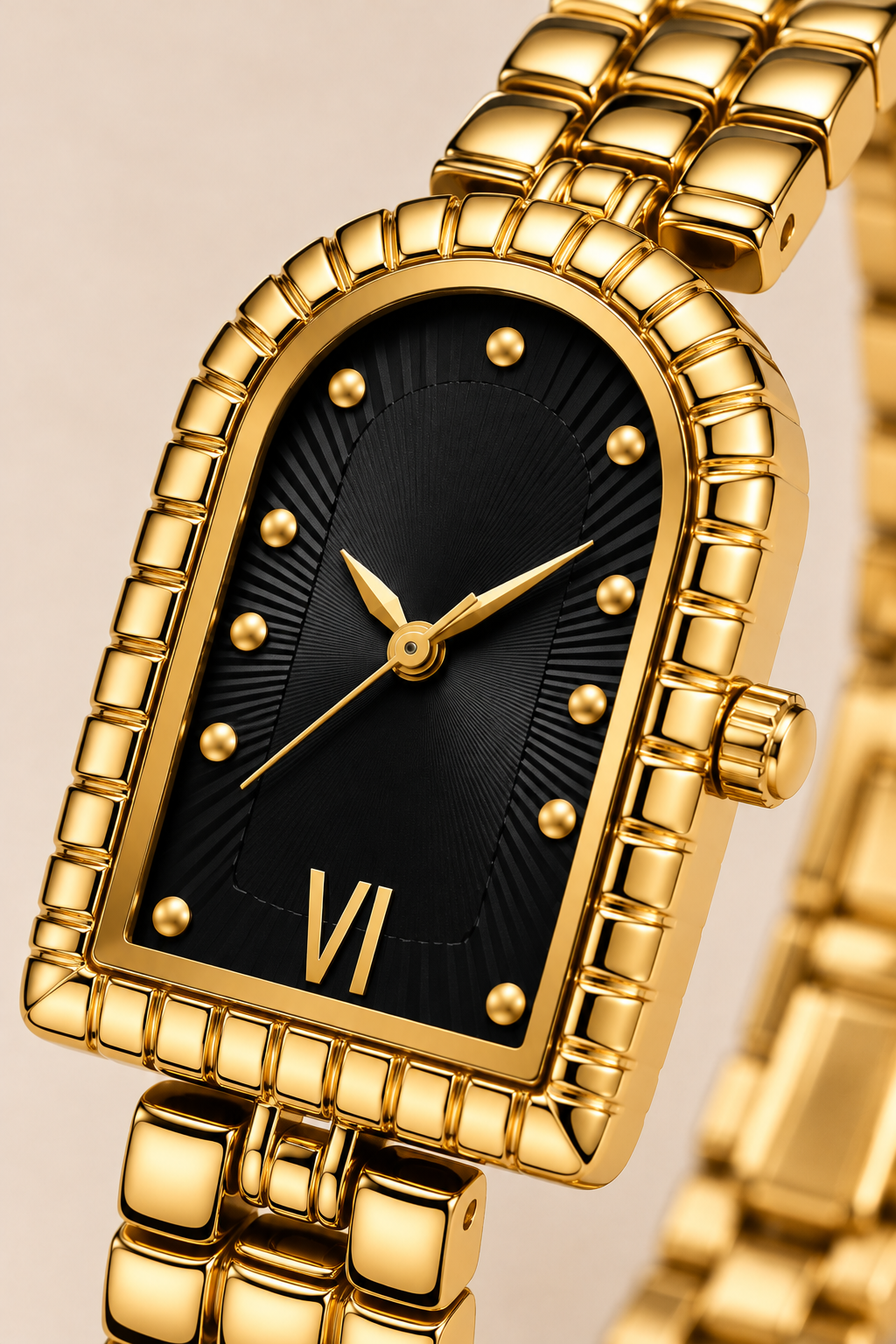 Die Amalfi-Uhr in Gold/Schwarz, Full Gold