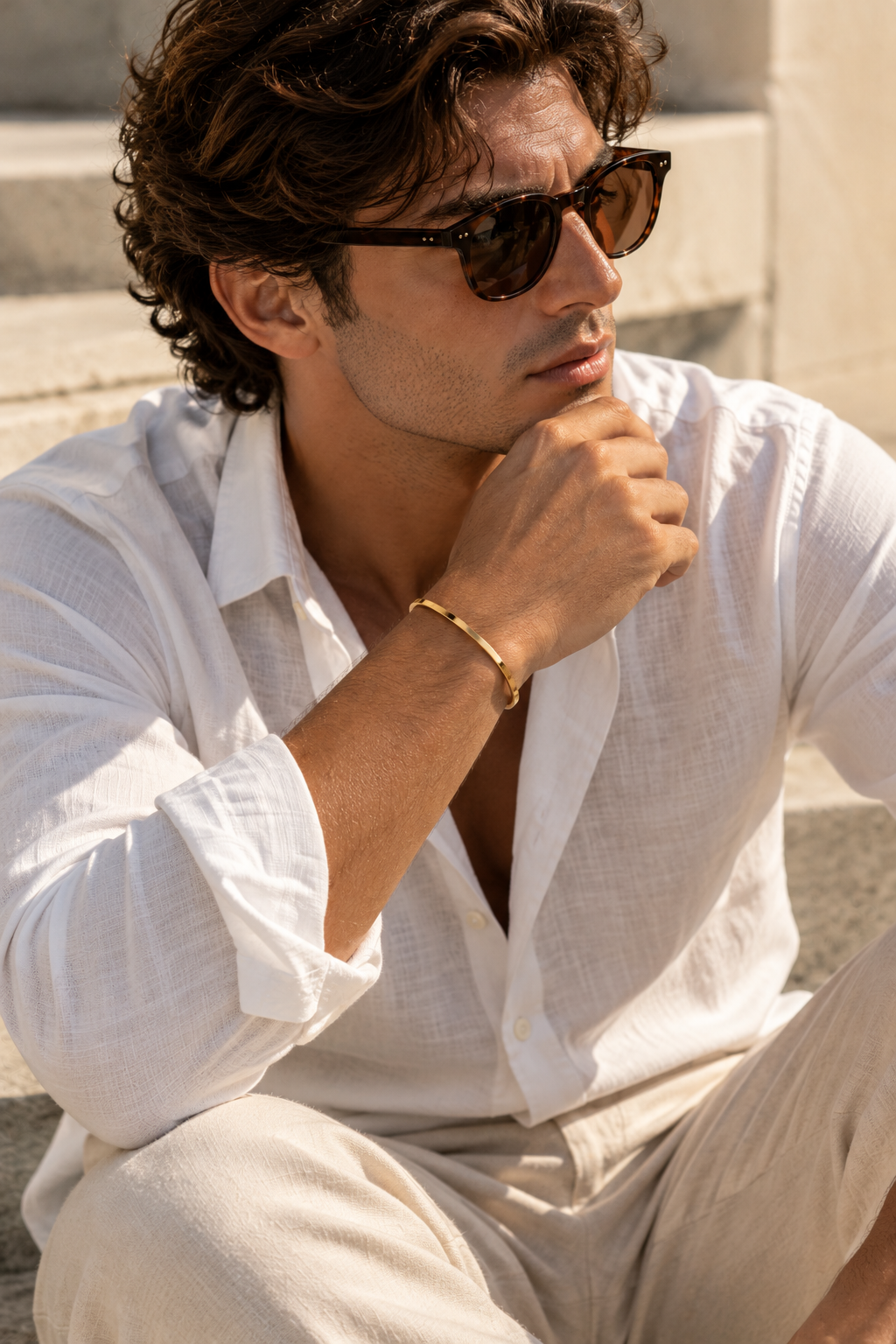 The Capri Slim Flat Gold Bracelet