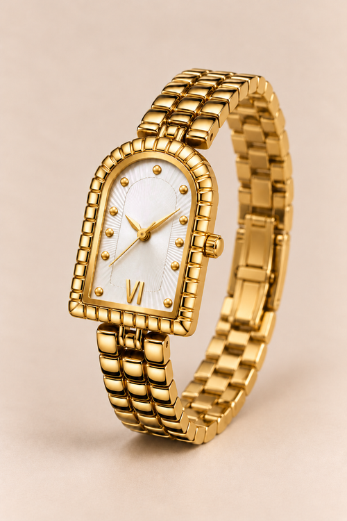 Die Amalfi Full-Gold-/Perlenuhr