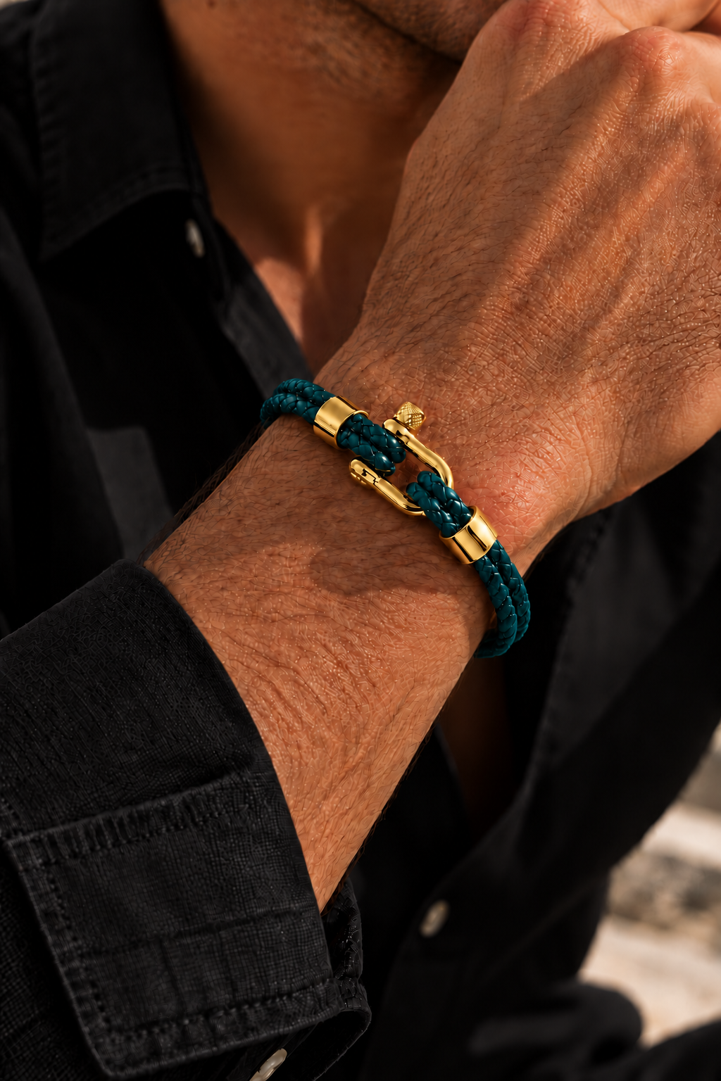 The Anchor Petrolio/Gold Bracelet