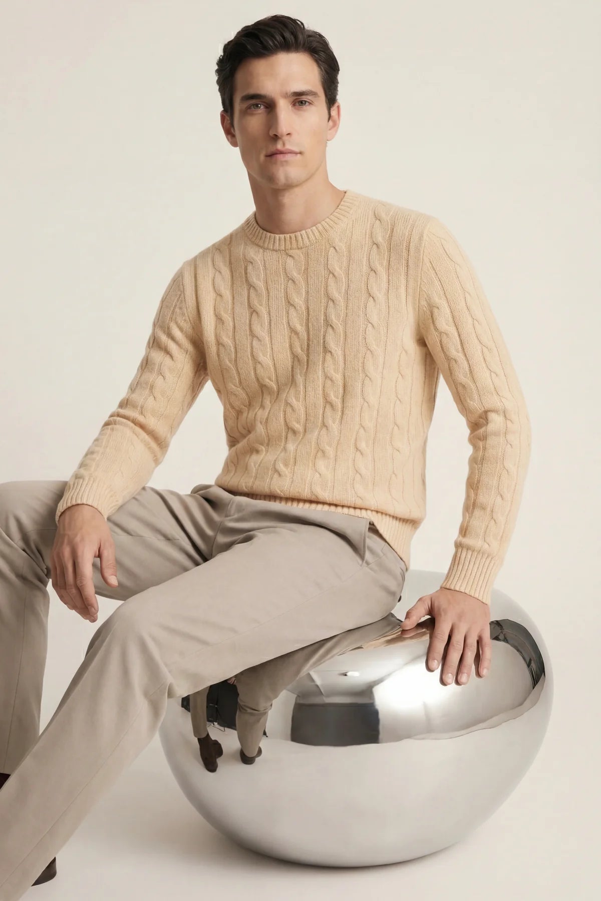 The Cortina Beige Cashmere Knit