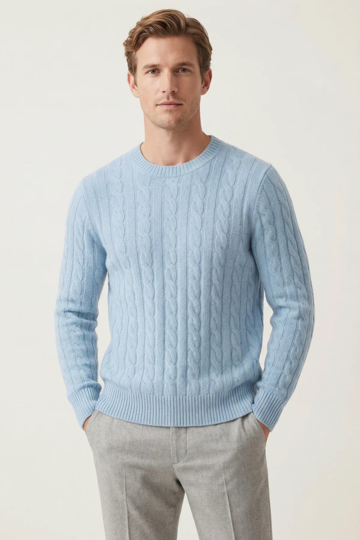 The Cortina Baby Blue Cashmere Knit