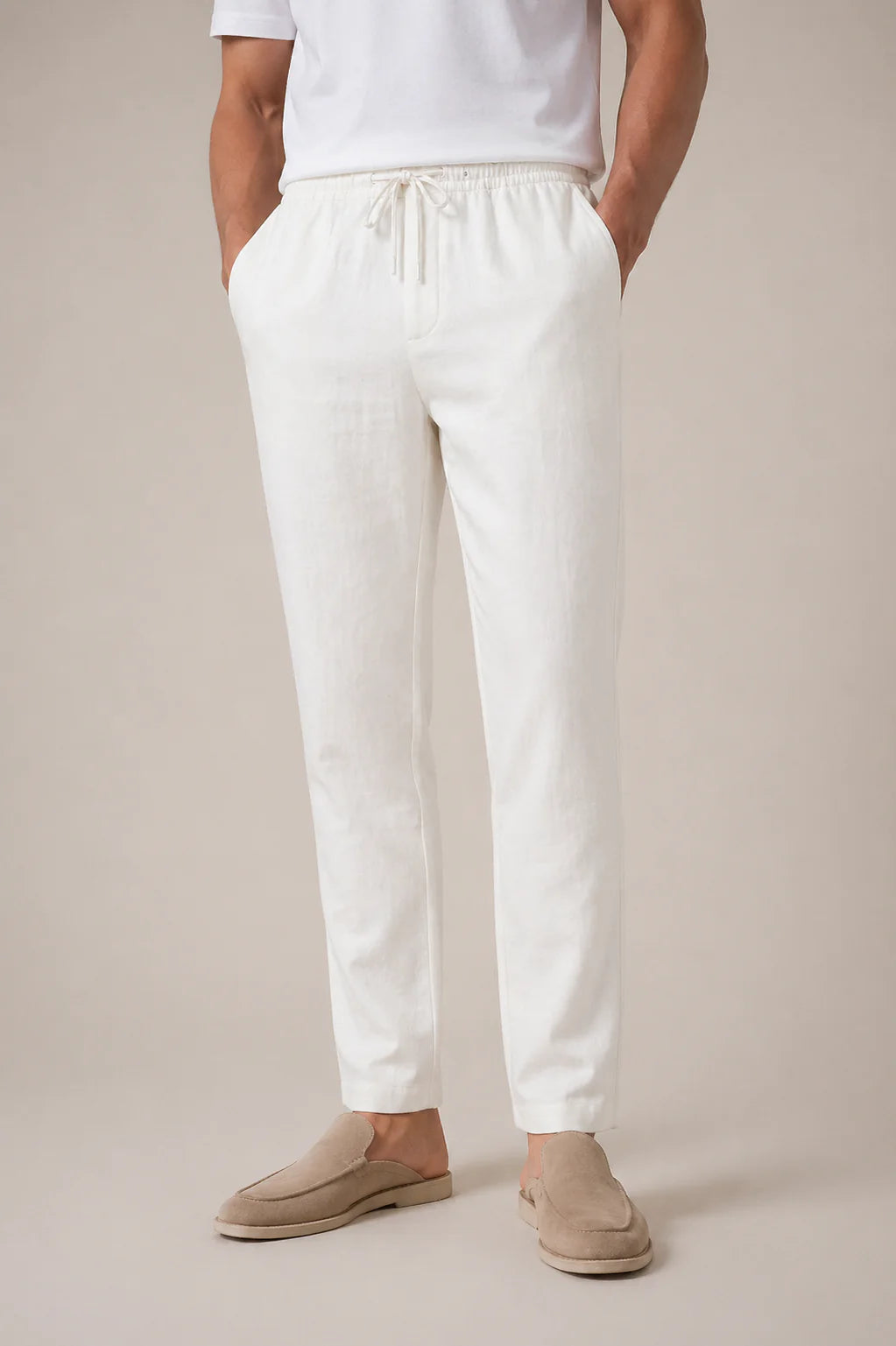 The Ostuni Linen White Trousers