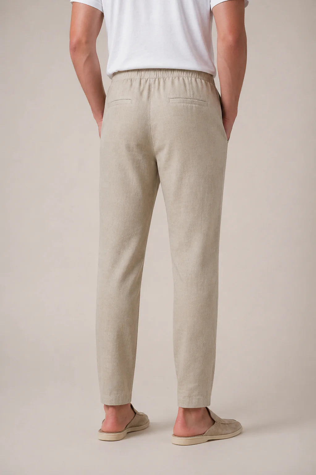 The Ostuni Linen Beige Trousers