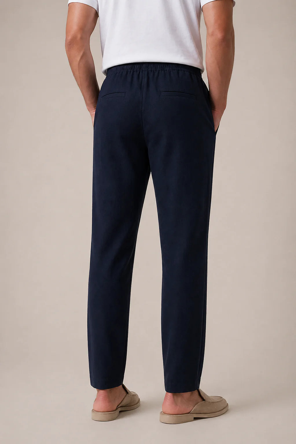 The Ostuni Linen Navy Trousers