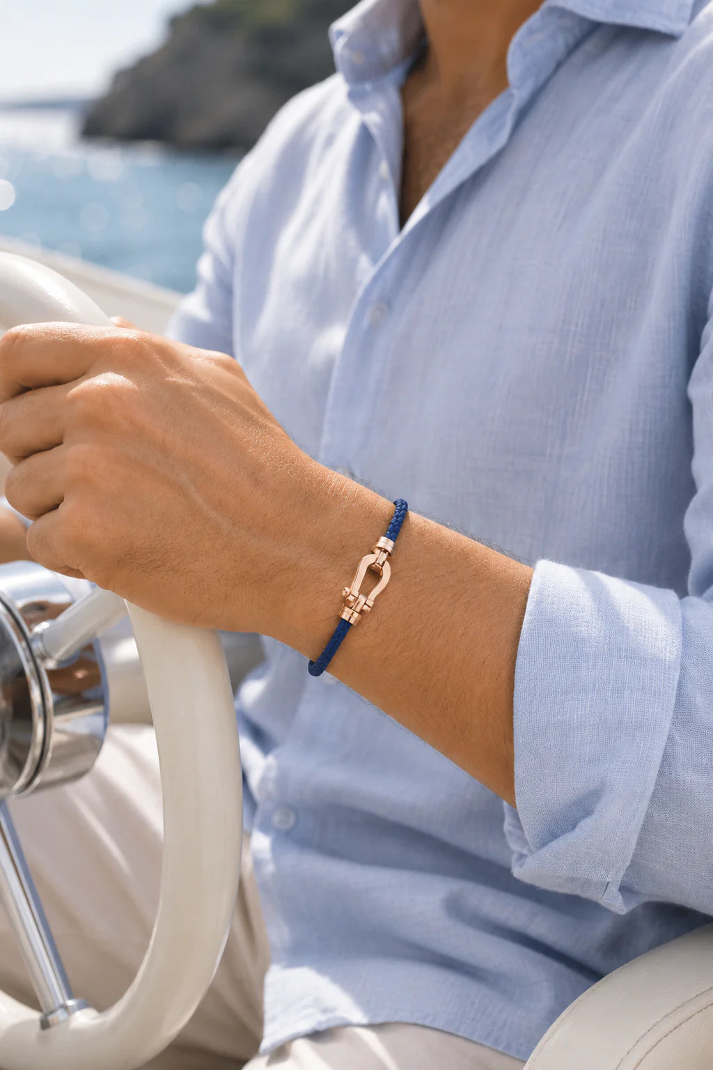 The Riviera Navy Rose Gold Bracelet