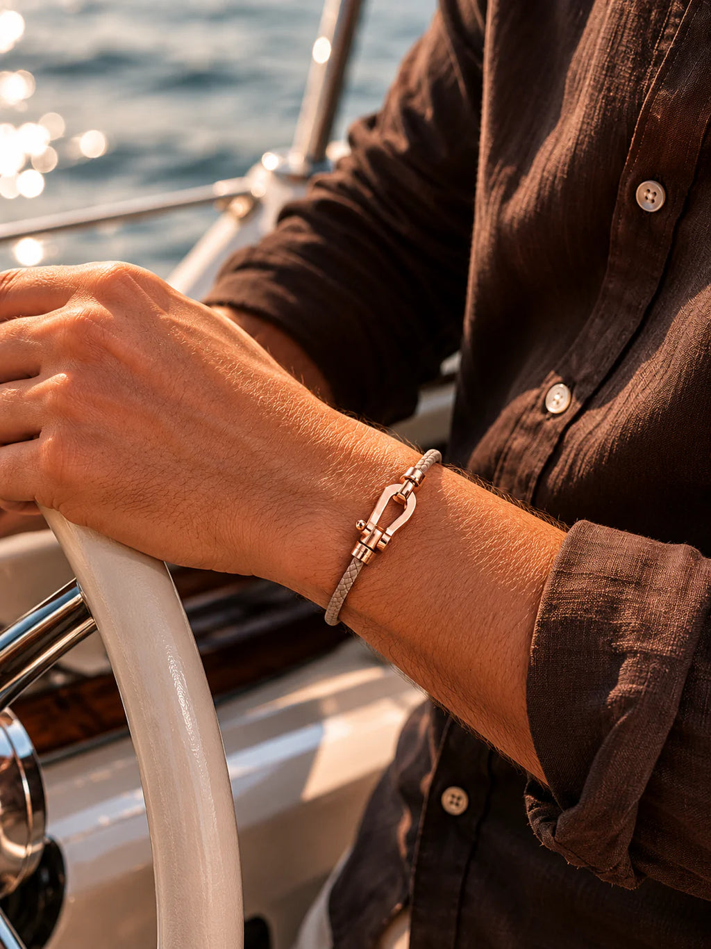 The Riviera Beige Rose Gold Bracelet