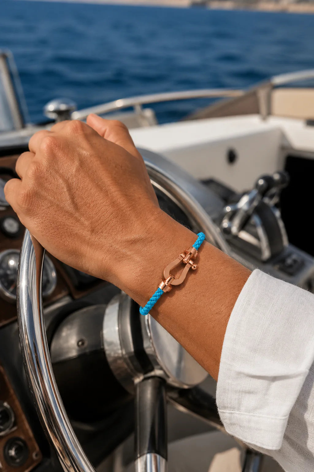 The Riviera Light Blue Rose Gold Bracelet