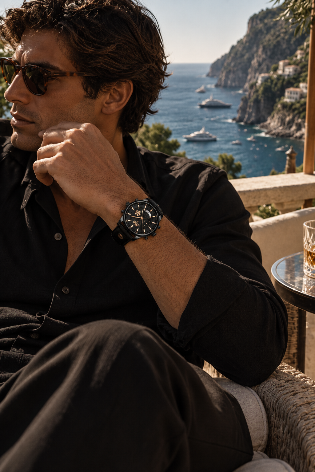 Die Portofino Explorer Uhr Schwarz/Roségold