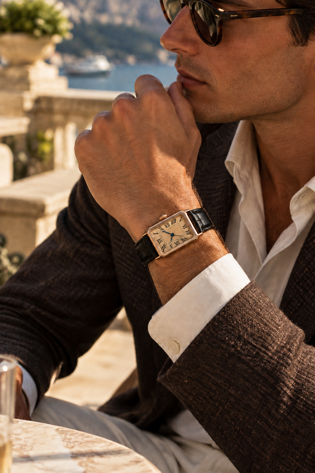 Die Positano Uhr in Schwarz/Roségold