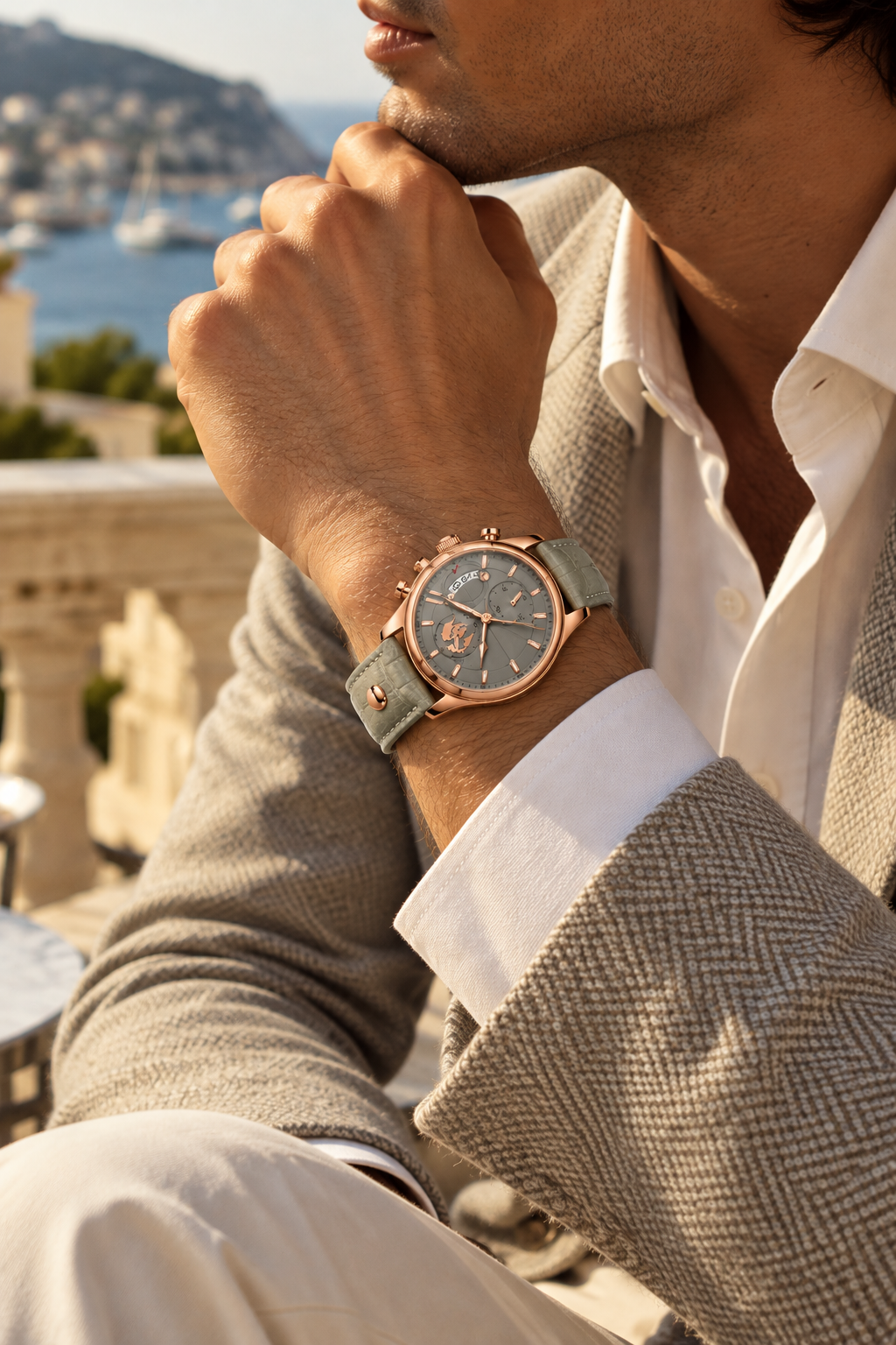 Le bracelet Riviera Light Blue Rose Gold