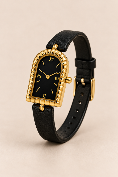 Die Amalfi-Uhr in Schwarz/Gold
