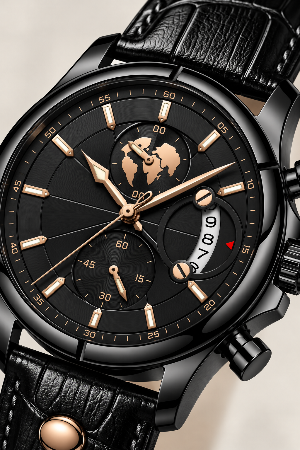 Die Portofino Explorer Uhr Schwarz/Roségold
