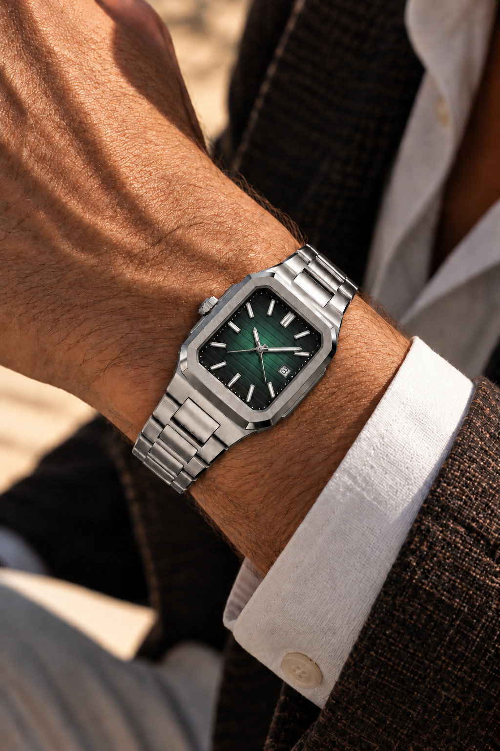 The Capri Silver/Green Watch