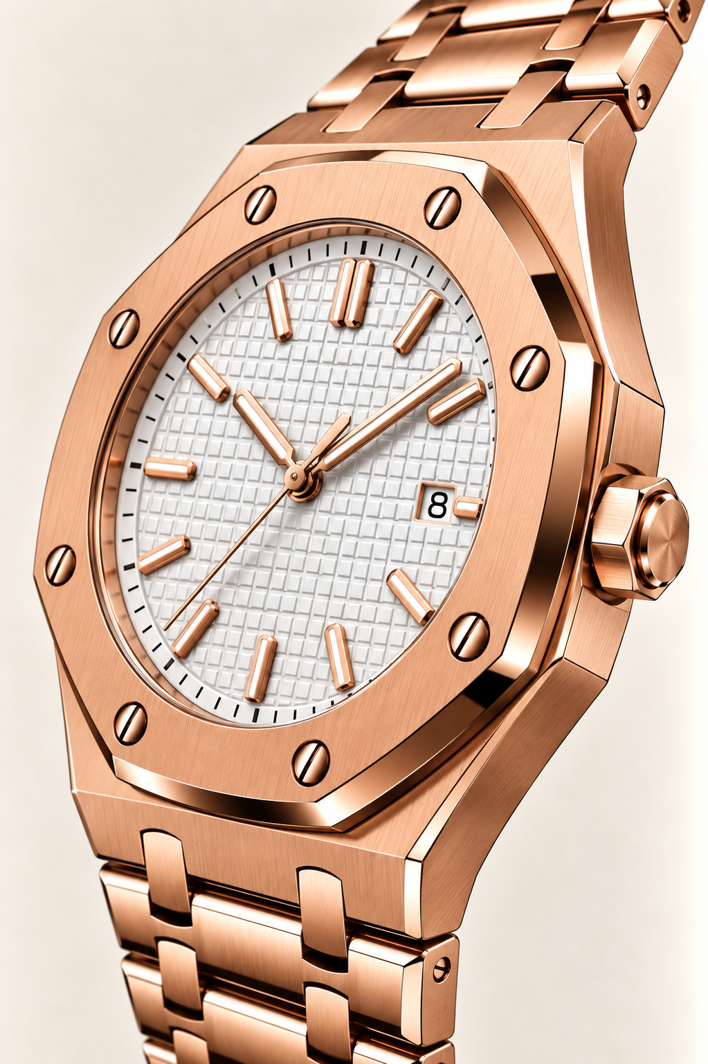 The Monaco Rose Gold/White Watch