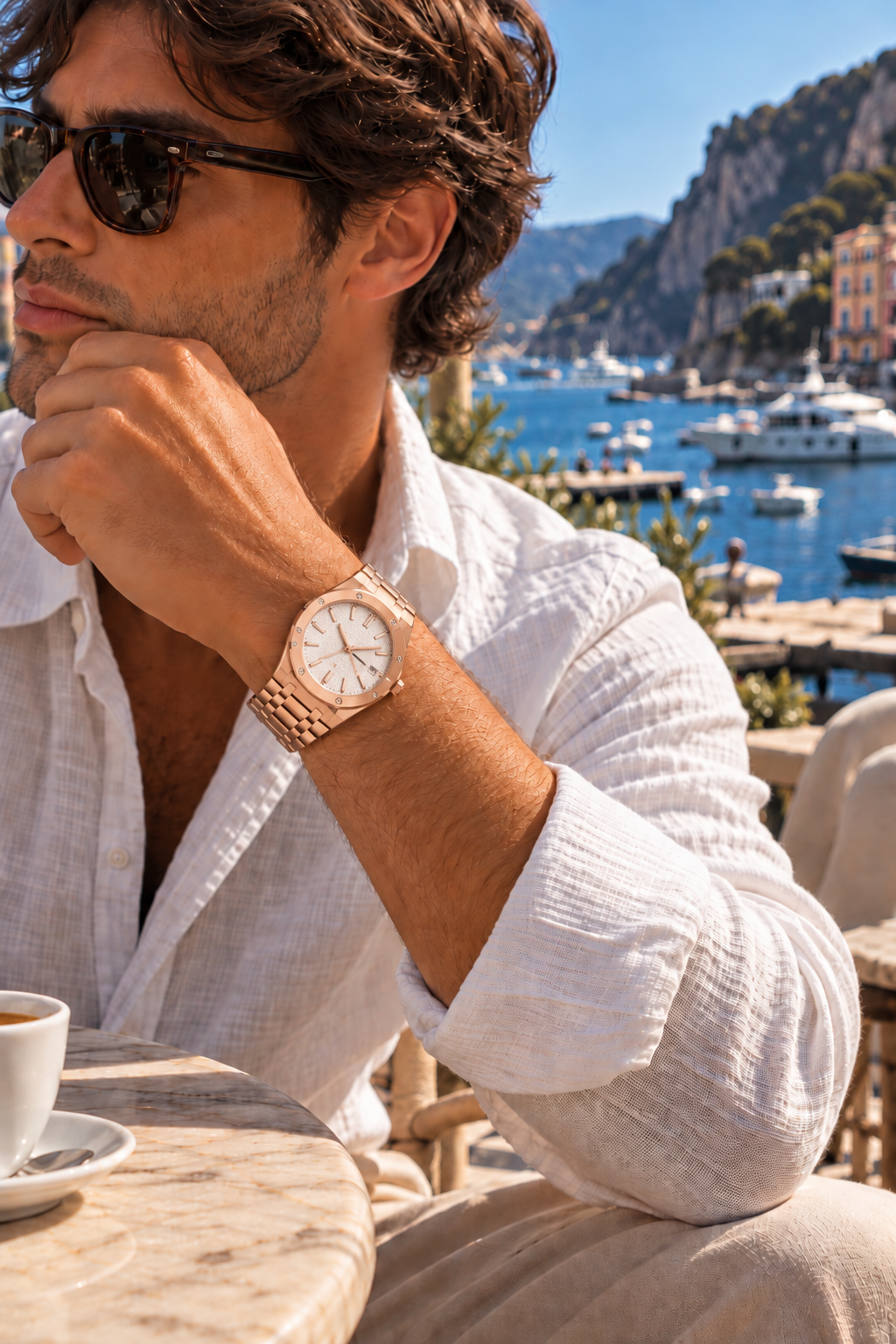 The Monaco Rose Gold/White Watch