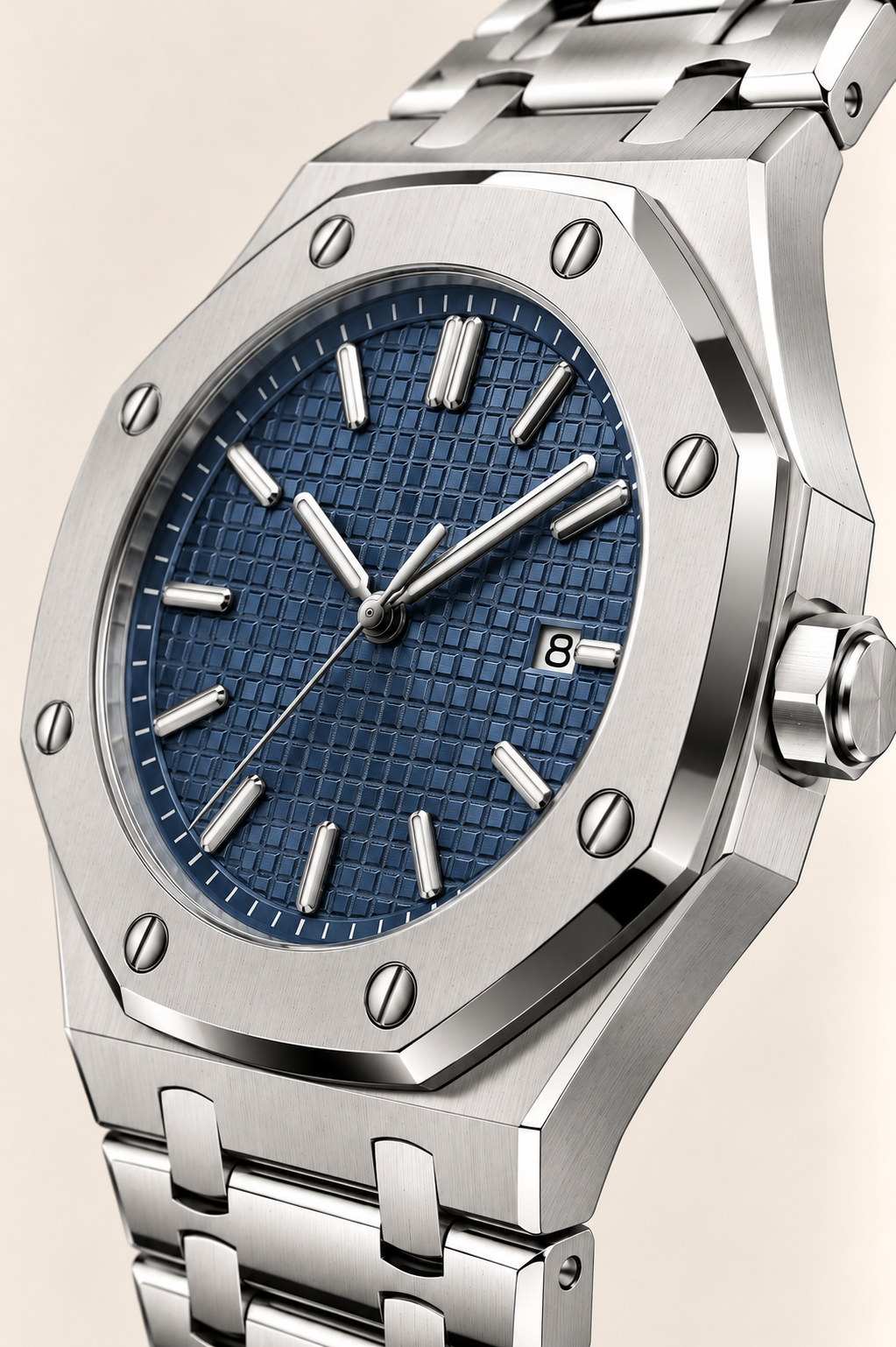 The Monaco Silver/Navy Watch