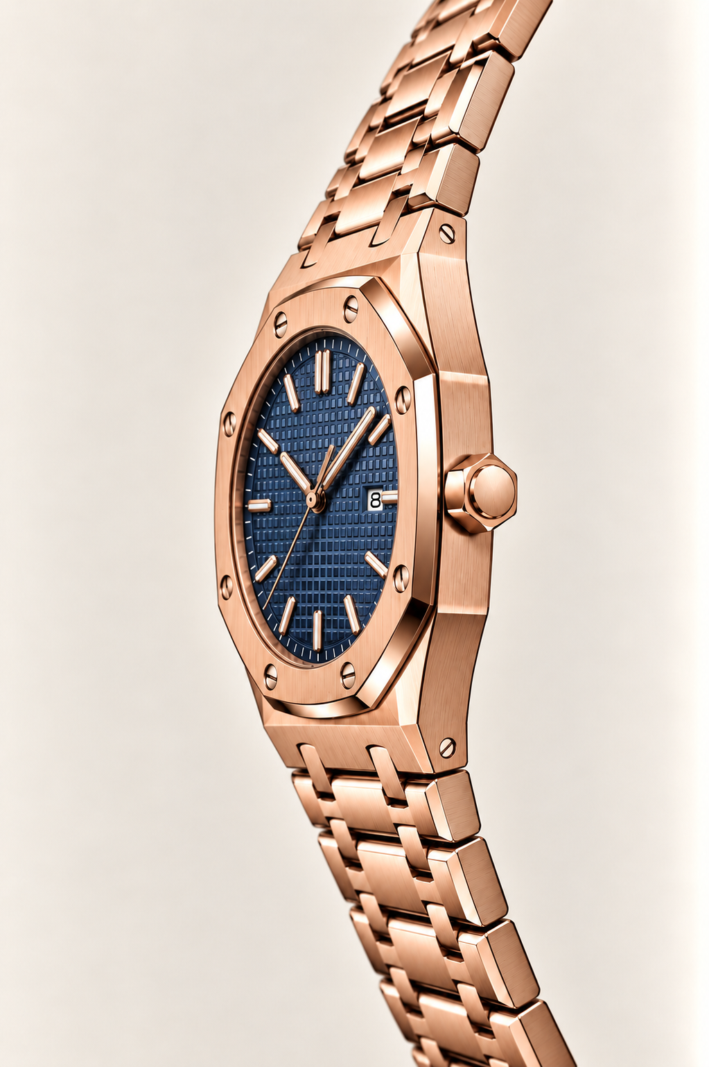 The Monaco Rose Gold/Navy Watch