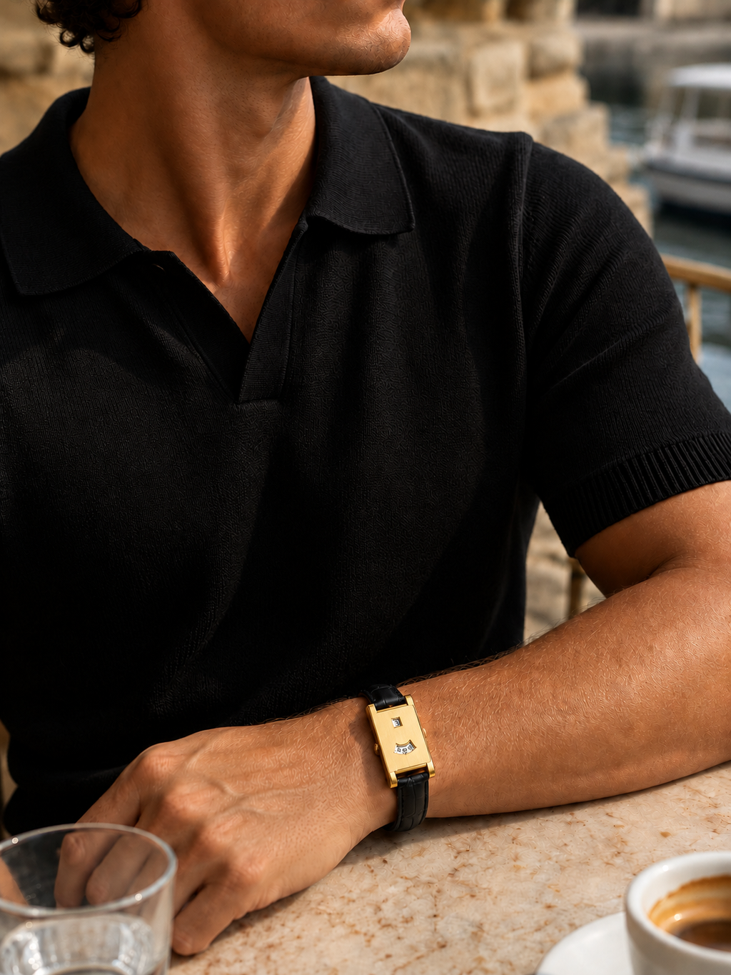 Die Dolcevita-Armbanduhr in Schwarz/Gold