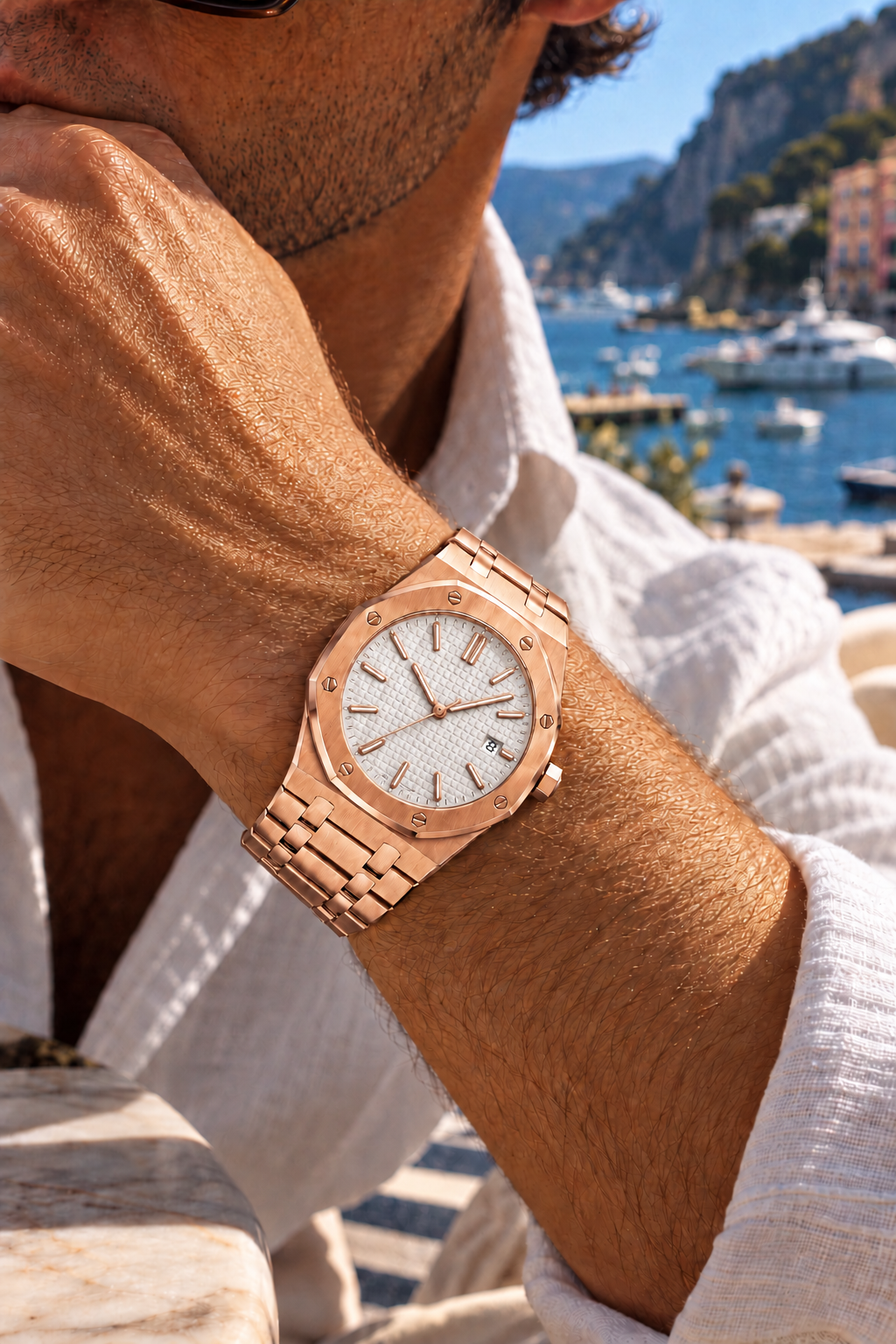 The Monaco Rose Gold/White Watch